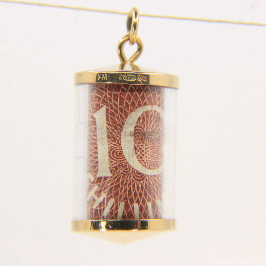 Vintage 9ct Hallmarked Gold 10 Shilling Old UK Currency Good Luck Charm Pendant