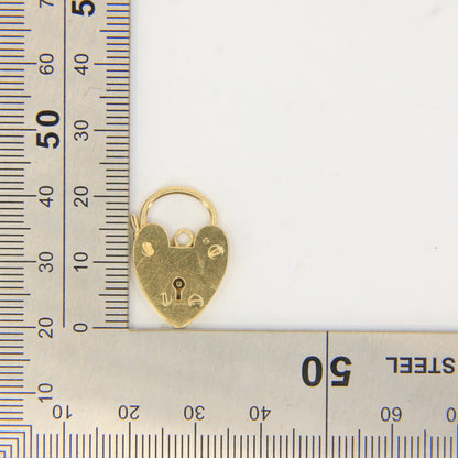 Vintage 18ct Hallmarked Yellow Gold Heart Lock Charm Pendant Love Themed Gift