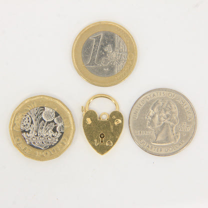 Vintage 18ct Hallmarked Yellow Gold Heart Lock Charm Pendant Love Themed Gift