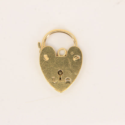 Vintage 18ct Hallmarked Yellow Gold Heart Lock Charm Pendant Love Themed Gift