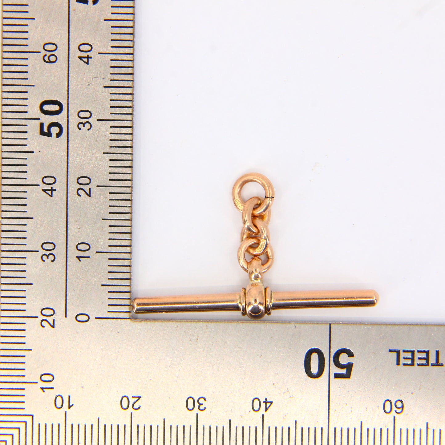 Antique 9ct Hallmarked Gold Albert T-Bar Charm | Non-Swivel Pendant
