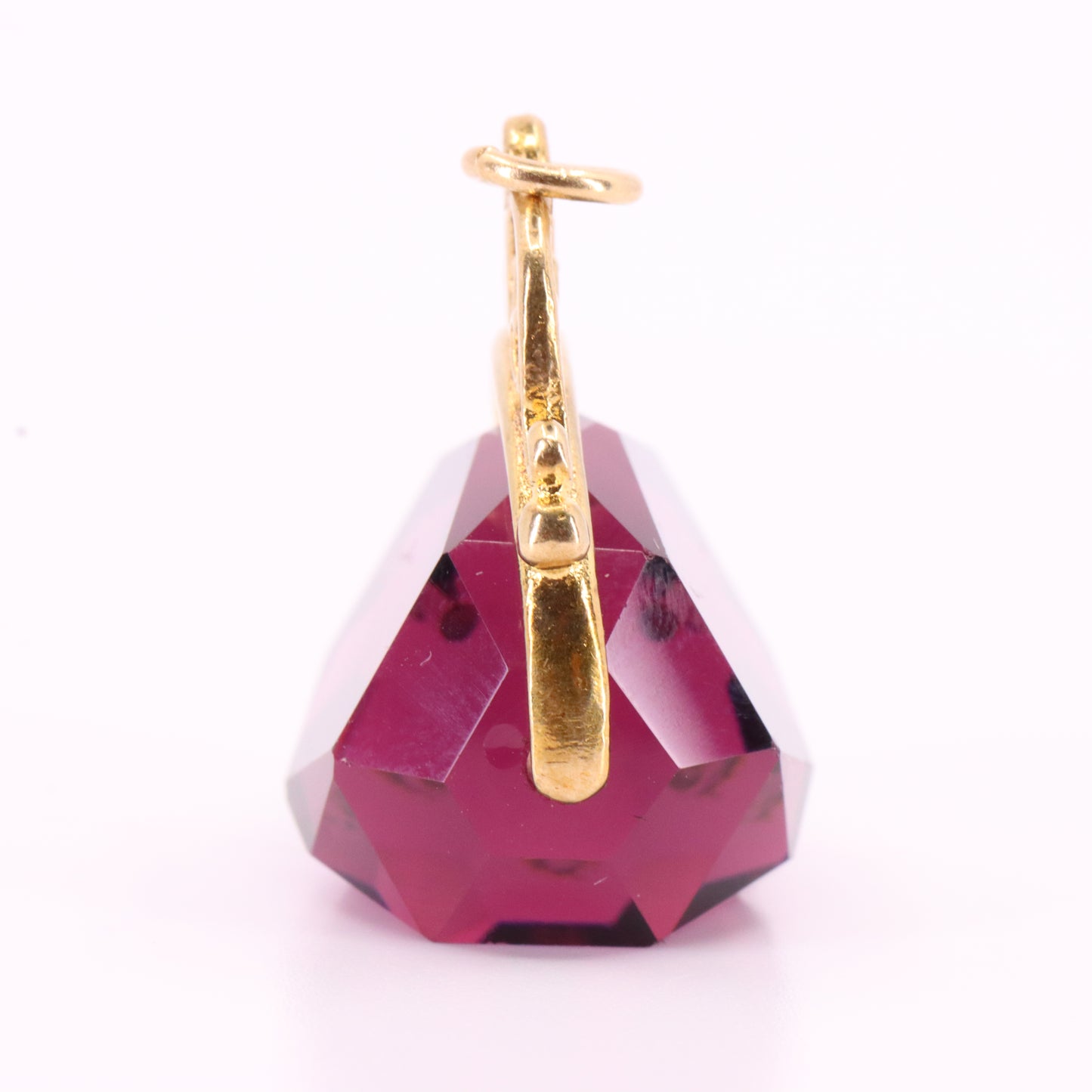 Vintage 9ct Hallmarked Gold Purple Glass Spinner Pendant Drop Fob Charm Gift