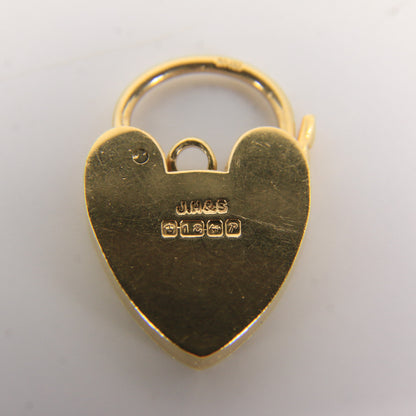 Vintage 18ct Hallmarked Yellow Gold Heart Lock Charm Pendant Love Themed Gift