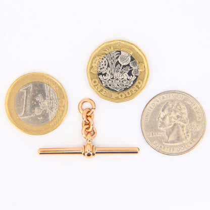 Antique 9ct Hallmarked Gold Albert T-Bar Charm | Non-Swivel Pendant