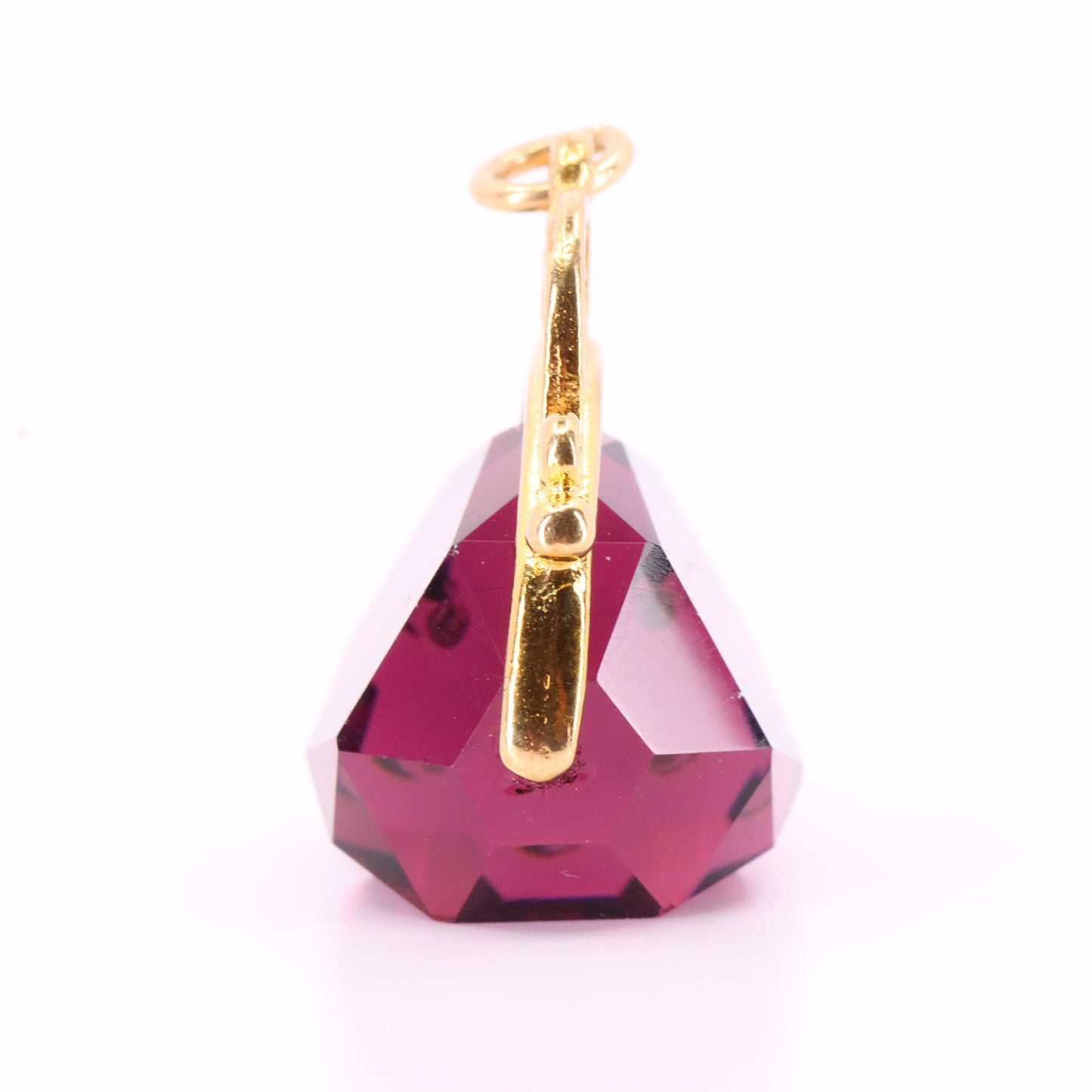 Vintage 9ct Hallmarked Gold Purple Glass Spinner Pendant Drop Fob Charm Gift