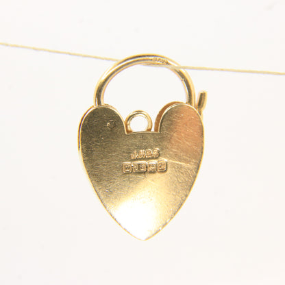 Vintage 18ct Hallmarked Yellow Gold Heart Lock Charm Pendant Love Themed Gift