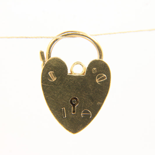 Vintage 18ct Hallmarked Yellow Gold Heart Lock Charm Pendant Love Themed Gift