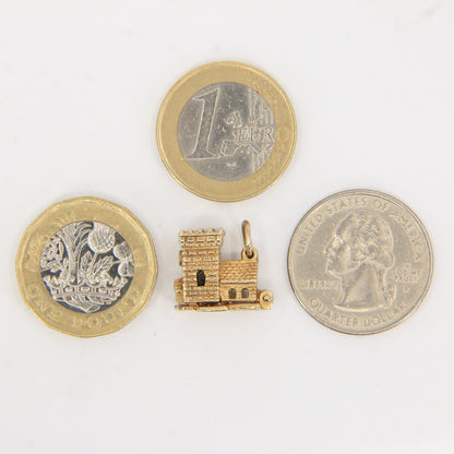 Vintage 9ct Hallmarked Gold Wedding Vows Opening Church Charm Pendant Detailed