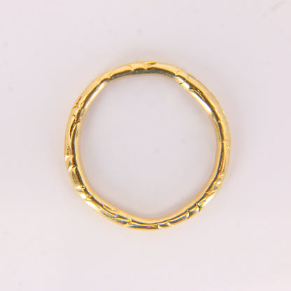 Antique 14ct Solid Gold Floral Split Ring – 20mm Yellow Gold Jump Ring