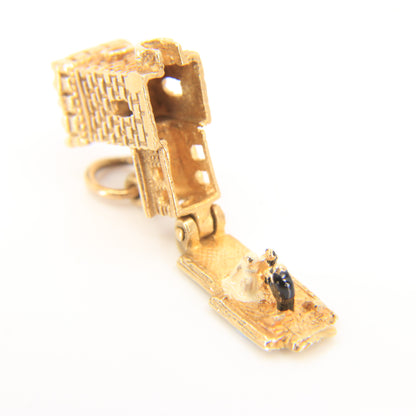 Vintage 9ct Hallmarked Gold Wedding Vows Opening Church Charm Pendant Detailed