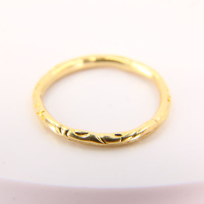 Antique 14ct Solid Gold Floral Split Ring – 20mm Yellow Gold Jump Ring
