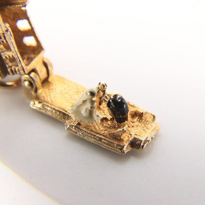 Vintage 9ct Hallmarked Gold Wedding Vows Opening Church Charm Pendant Detailed