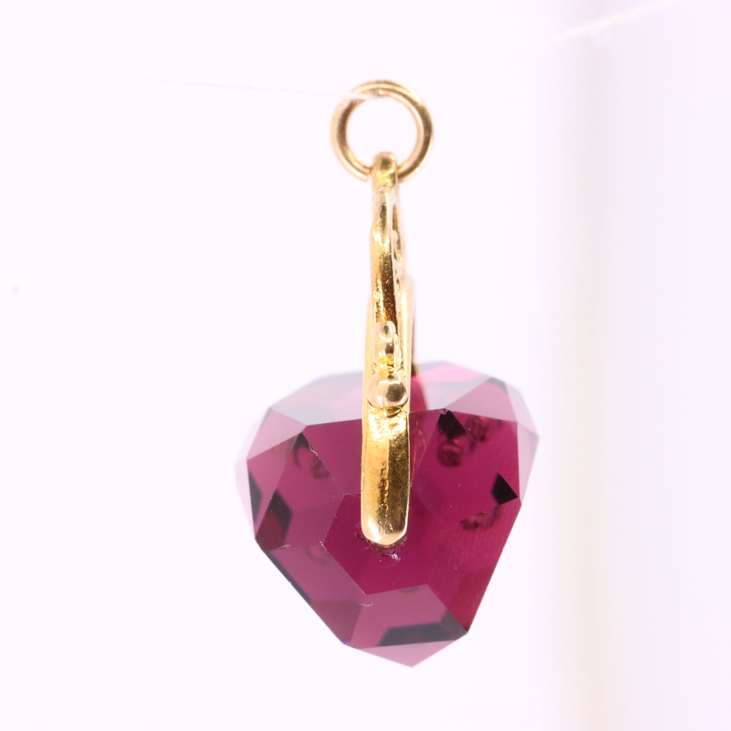 Vintage 9ct Hallmarked Gold Purple Glass Spinner Pendant Drop Fob Charm Gift