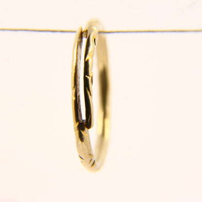 Antique 14ct Solid Gold Floral Split Ring – 20mm Yellow Gold Jump Ring