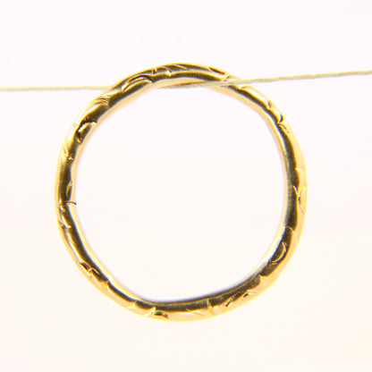 Antique 14ct Solid Gold Floral Split Ring – 20mm Yellow Gold Jump Ring