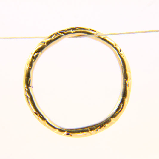 Antique 14ct Solid Gold Floral Split Ring – 20mm Yellow Gold Jump Ring