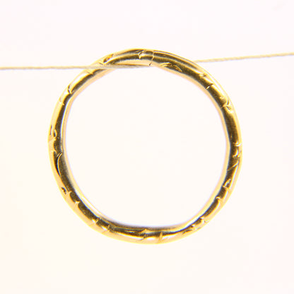 Antique 14ct Solid Gold Floral Split Ring – 20mm Yellow Gold Jump Ring