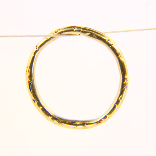 Antique 14ct Solid Gold Floral Split Ring – 20mm Yellow Gold Jump Ring