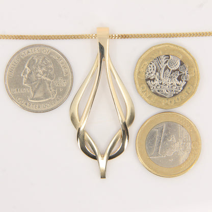 Vintage 9ct Hallmarked Sheila Fleet Two Tone Gold Pendant Necklace 18 Inch Adjustable Chain Boxed