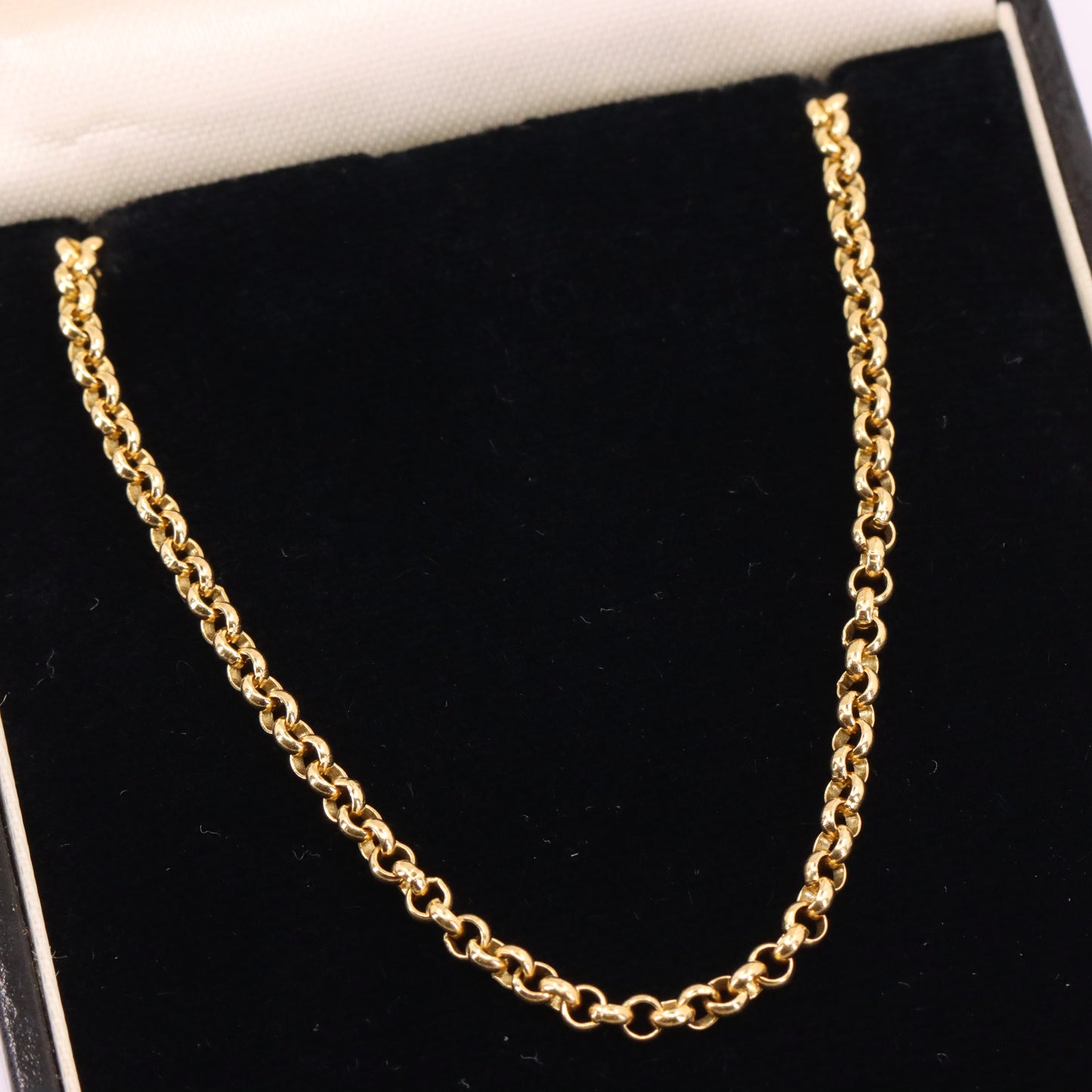 Vintage 18ct Yellow Gold Rolo Chain Necklace 16.5 Inch Belcher Link Boxed Gift