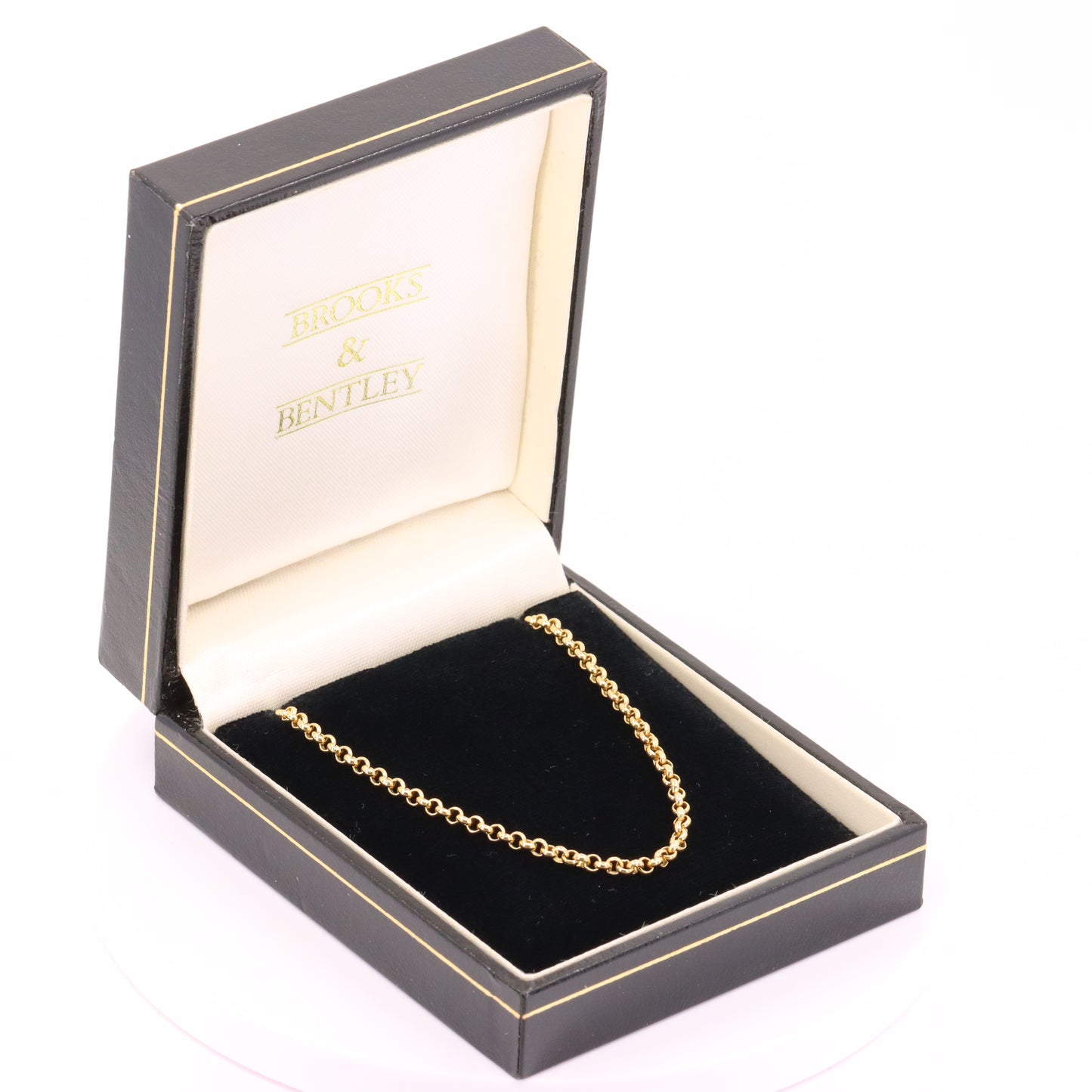 Vintage 18ct Yellow Gold Rolo Chain Necklace 16.5 Inch Belcher Link Boxed Gift