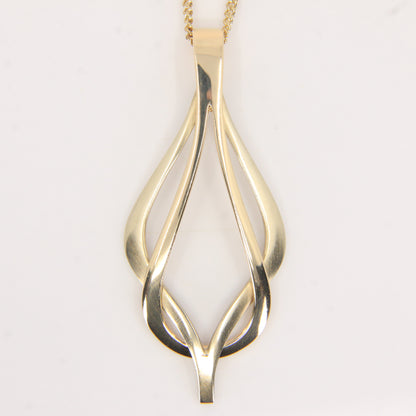 Vintage 9ct Hallmarked Sheila Fleet Two Tone Gold Pendant Necklace 18 Inch Adjustable Chain Boxed