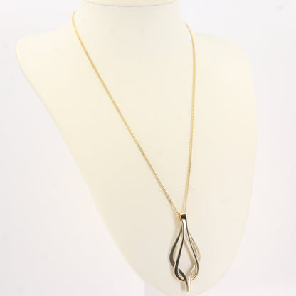 Vintage 9ct Hallmarked Sheila Fleet Two Tone Gold Pendant Necklace 18 Inch Adjustable Chain Boxed