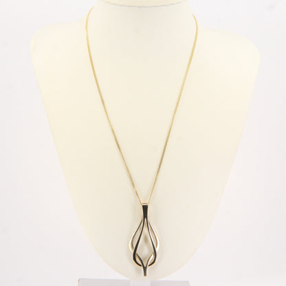 Vintage 9ct Hallmarked Sheila Fleet Two Tone Gold Pendant Necklace 18 Inch Adjustable Chain Boxed