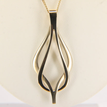 Vintage 9ct Hallmarked Sheila Fleet Two Tone Gold Pendant Necklace 18 Inch Adjustable Chain Boxed