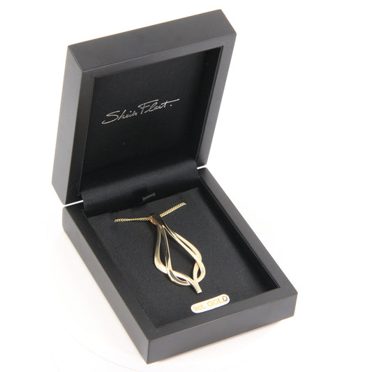 Vintage 9ct Hallmarked Sheila Fleet Two Tone Gold Pendant Necklace 18 Inch Adjustable Chain Boxed