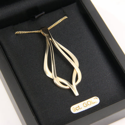 Vintage 9ct Hallmarked Sheila Fleet Two Tone Gold Pendant Necklace 18 Inch Adjustable Chain Boxed