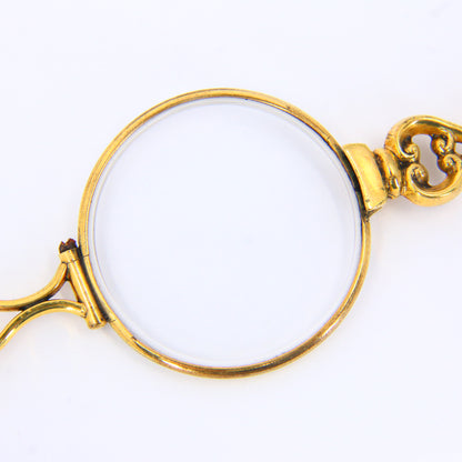 Antique Gold Plated Folding Lorgnette Reading Glasses Rolled Gold Costume Jewellery