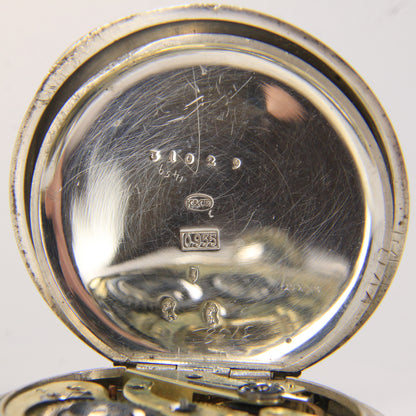 Antique Swiss 935 Silver Demi Hunter Pocket Watch Swiss Lever Movement K&CIE