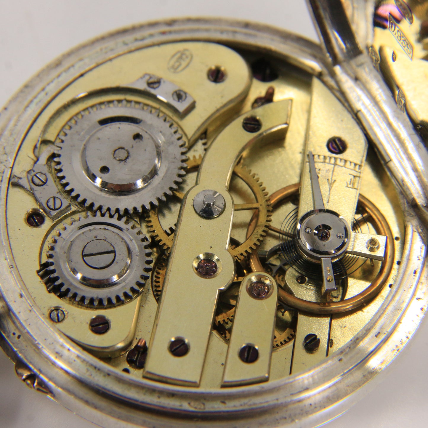 Antique Swiss 935 Silver Demi Hunter Pocket Watch Swiss Lever Movement K&CIE