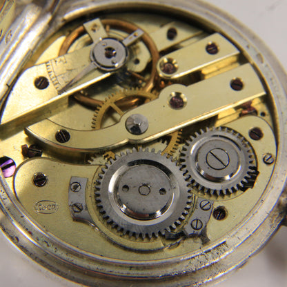 Antique Swiss 935 Silver Demi Hunter Pocket Watch Swiss Lever Movement K&CIE