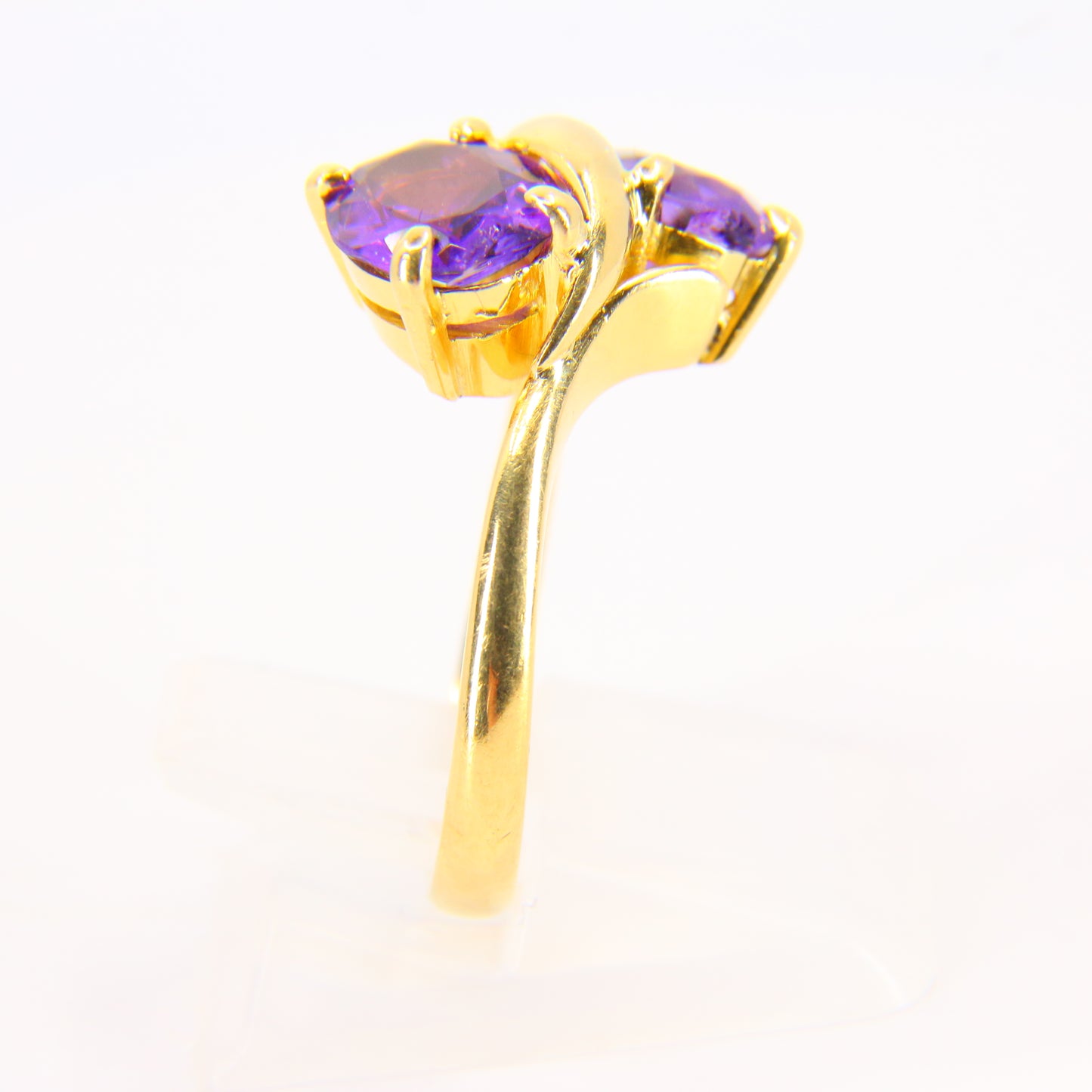 Vintage 18ct Amethyst Gold Dress Ring 18 Carat Yellow Gold Sizeable UK Size N