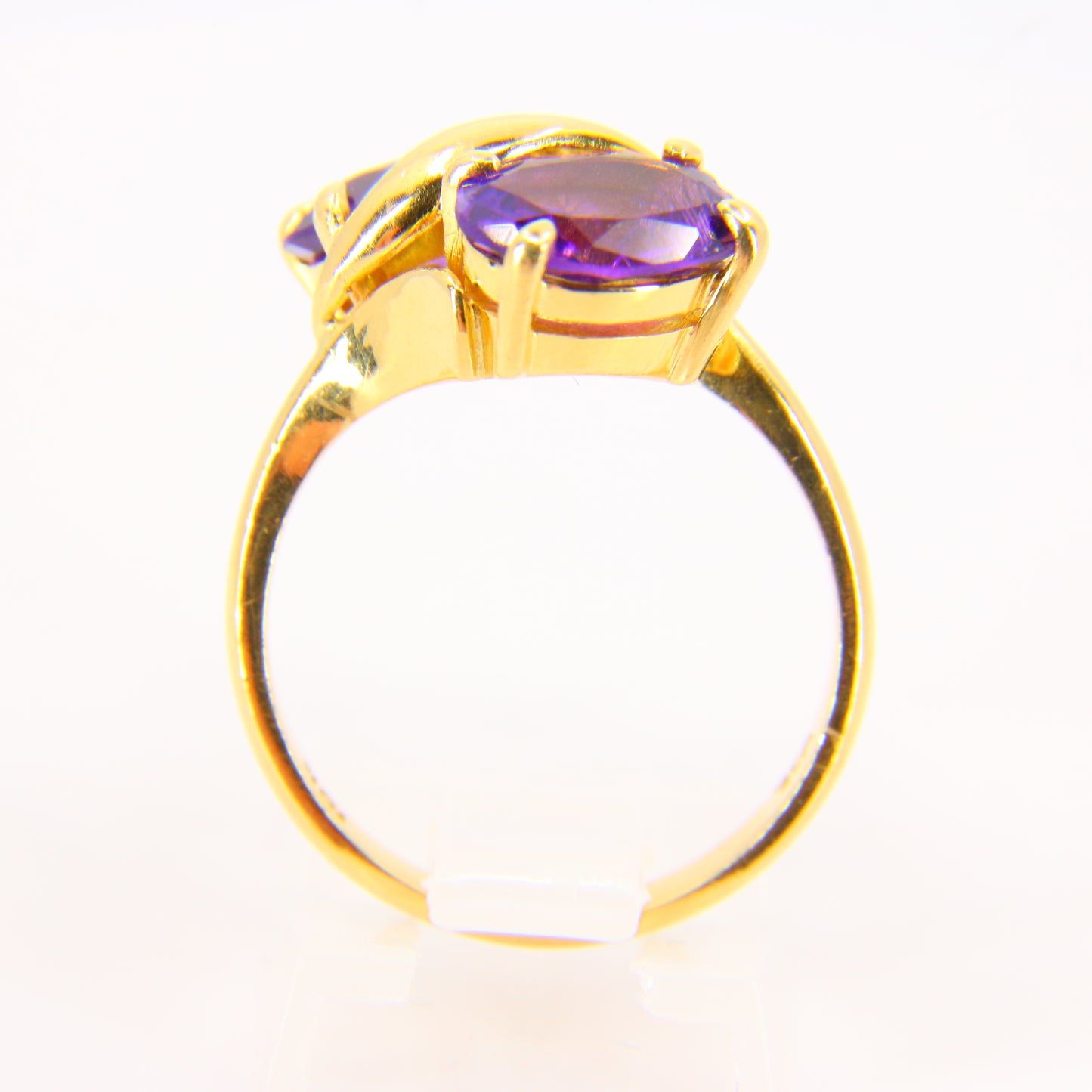 Vintage 18ct Amethyst Gold Dress Ring 18 Carat Yellow Gold Sizeable UK Size N