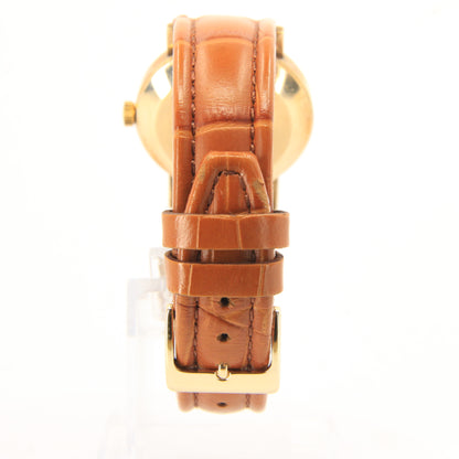 Vintage 9ct Gold Garrard London Automatic Gents Wristwatch Date Indicator Leather Strap