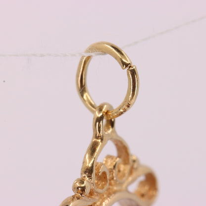Vintage 9ct Yellow Gold Purple Glass Spinner Drop Fob Charm Pendant Gift