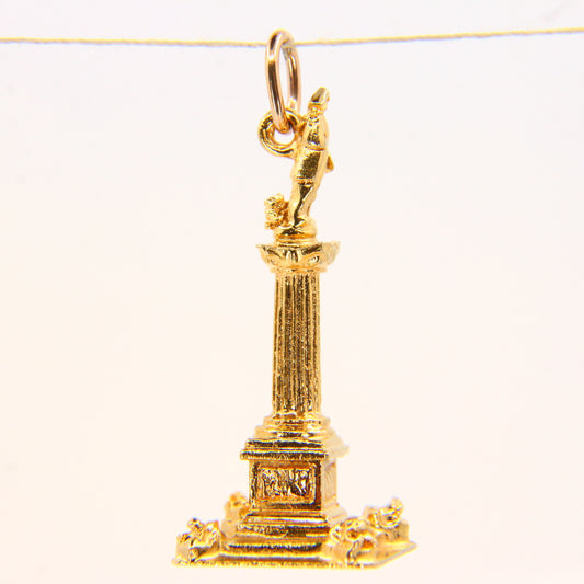 Vintage 9ct Georg Jensen Nelson’s Column Charm – Hallmarked Yellow Gold Pendant