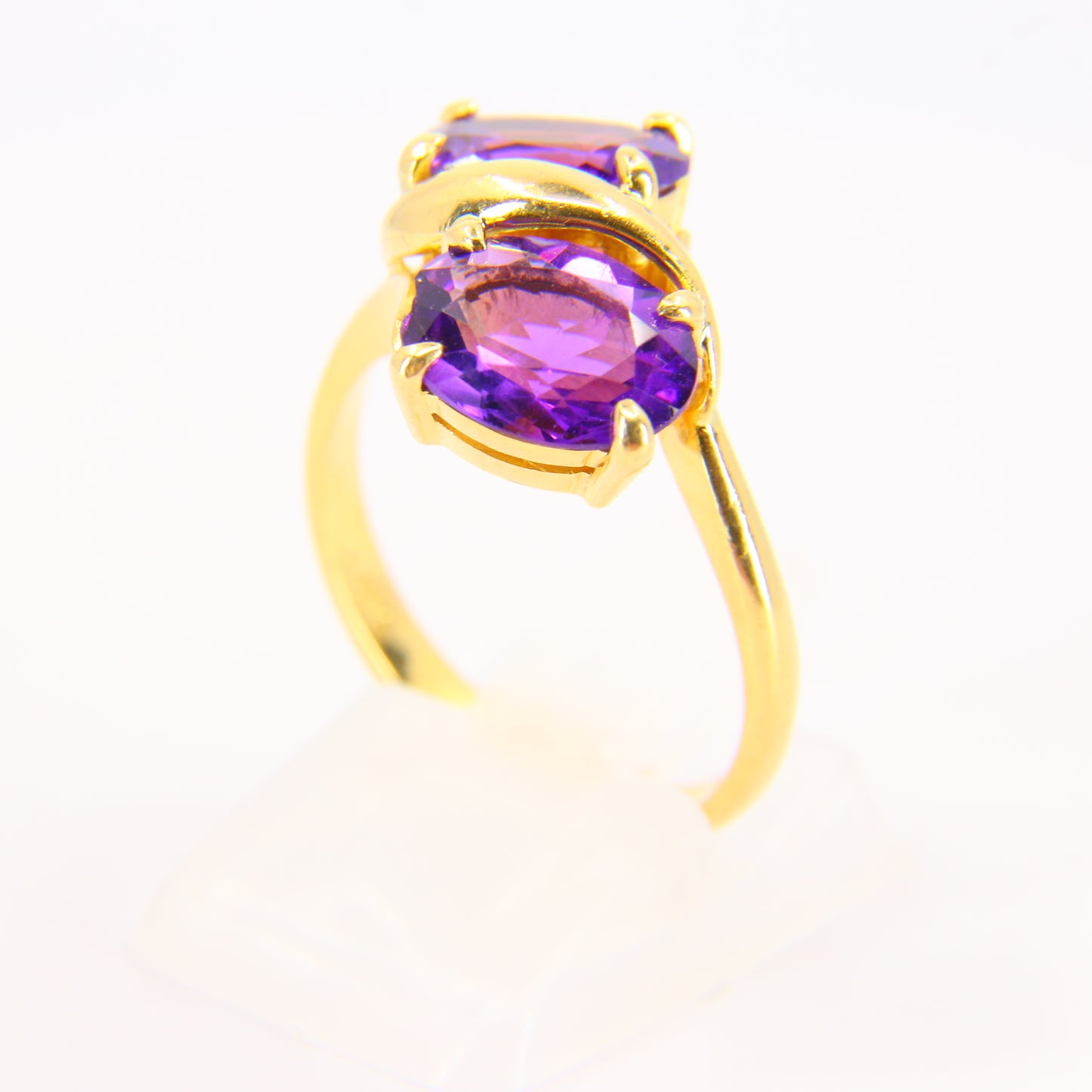 Vintage 18ct Amethyst Gold Dress Ring 18 Carat Yellow Gold Sizeable UK Size N