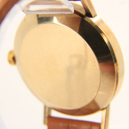 Vintage 9ct Gold Garrard London Automatic Gents Wristwatch Date Indicator Leather Strap