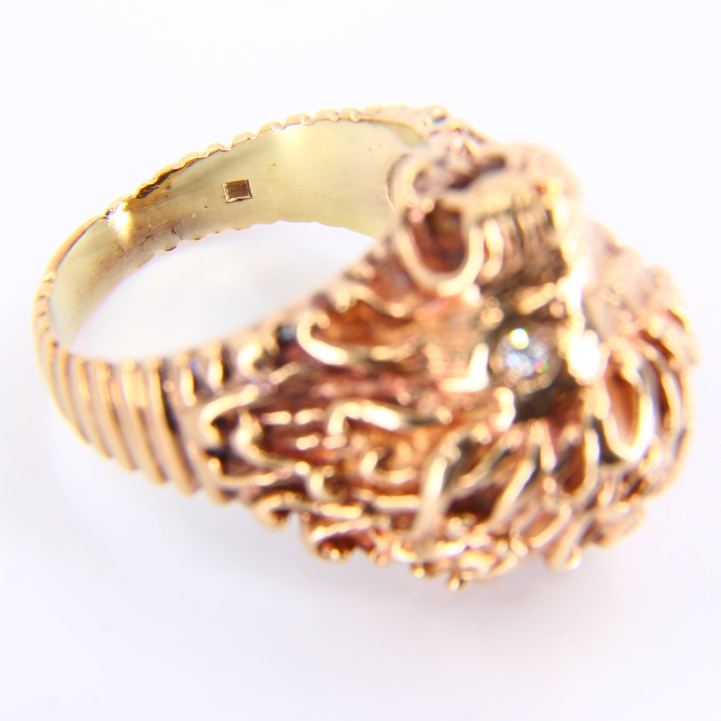 Vintage 9ct Gold Lion Head Ring Cubic Zirconia Eyes 9 Carat Yellow Gold UK Size T Boxed Gift