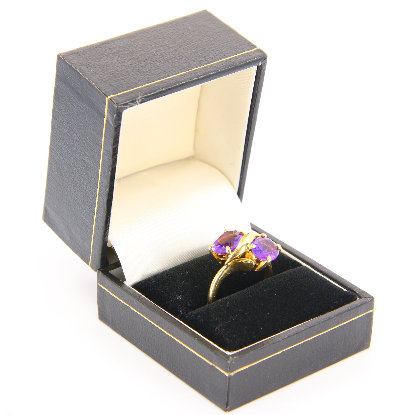 Vintage 18ct Amethyst Gold Dress Ring 18 Carat Yellow Gold Sizeable UK Size N