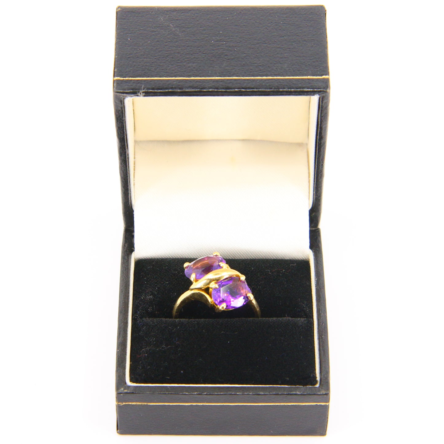 Vintage 18ct Amethyst Gold Dress Ring 18 Carat Yellow Gold Sizeable UK Size N