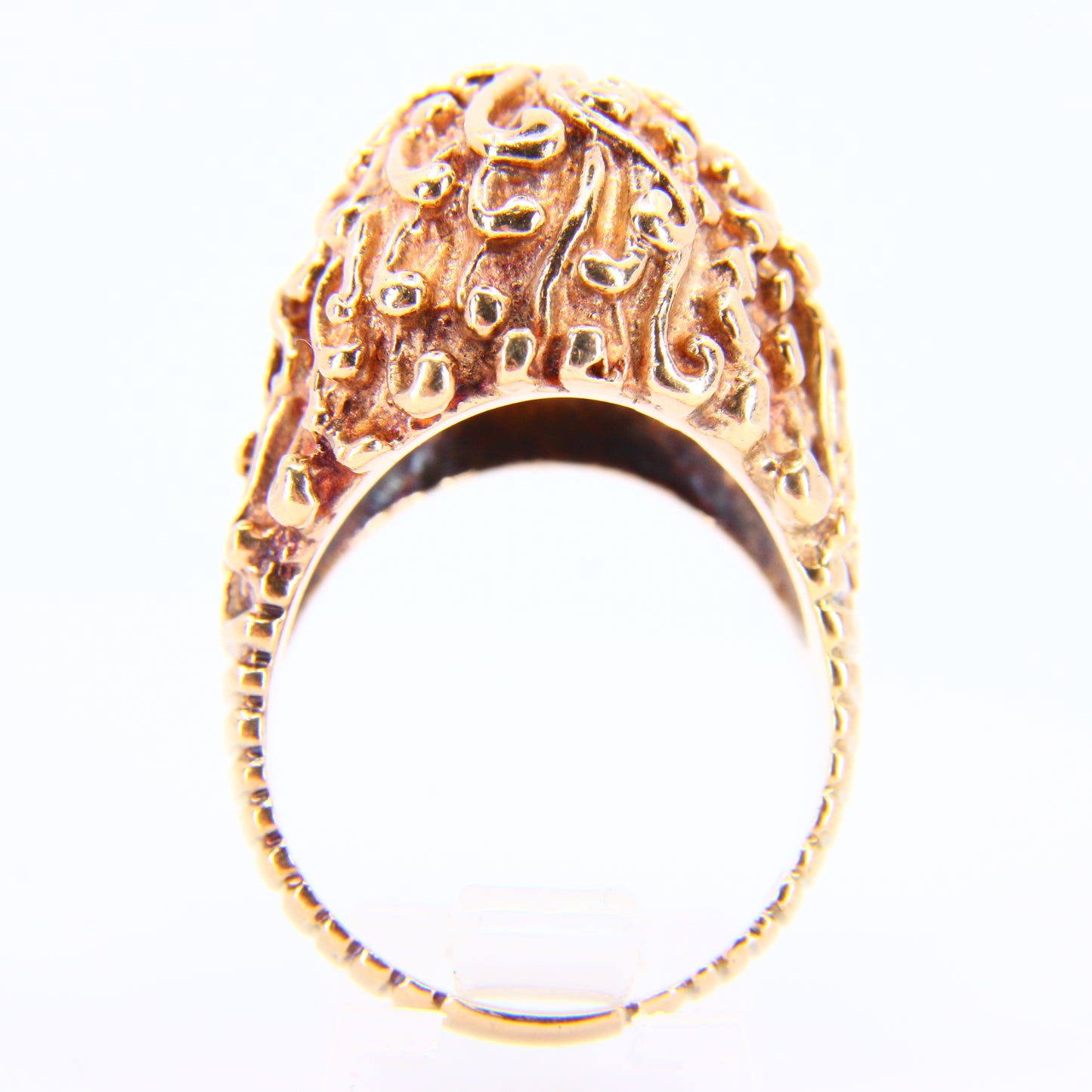 Vintage 9ct Gold Lion Head Ring Cubic Zirconia Eyes 9 Carat Yellow Gold UK Size T Boxed Gift