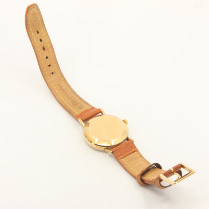 Vintage 9ct Gold Garrard London Automatic Gents Wristwatch Date Indicator Leather Strap