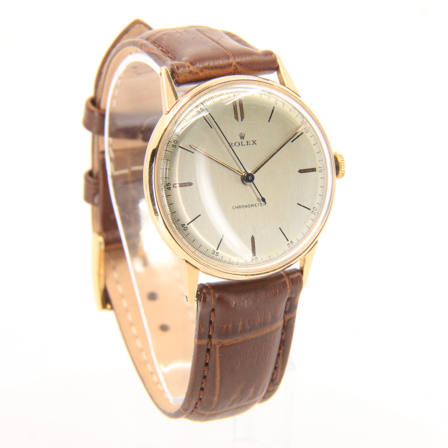 Vintage 18ct Gold Rolex Precision Chronometer Gents Wristwatch Ref 3745 Boxed