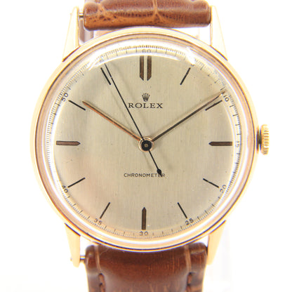 Vintage 18ct Gold Rolex Precision Chronometer Gents Wristwatch Ref 3745 Boxed