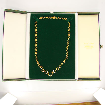 Vintage 18 Carat Diamond Set Gold Necklace London Boxed